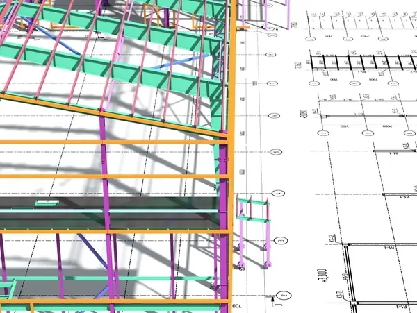 Steel model and structural drawings used for detailing coordination